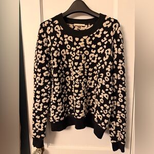 Rebecca Taylor Black and Cream Cheetah Patterned Sweater
